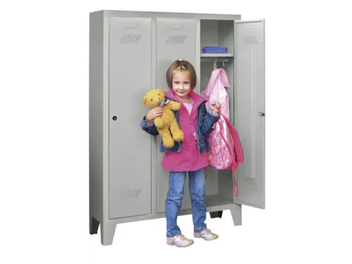 lockerkast v. kinderen,HxBxD 1300x780x300mm,3vak,RAL7035,front RAL7035