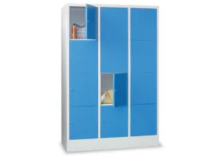 lockerkast,HxBxD 1850x1200x500mm,3x4vakken,RAL7035,front RAL5010 - 1