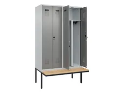 PBM-locker met bank,HxBxD 2120x1200x815mm,4vak,vak B 300mm