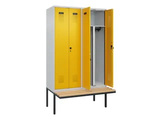 PBM-locker met bank,HxBxD 2120x1200x815mm,4vak,vak B 300mm - 1