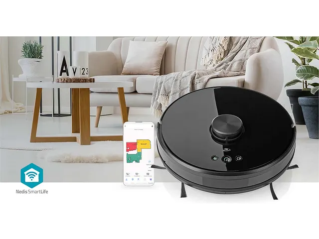 Robotstofzuiger Nedis wifi laser 3-in-1 zwart