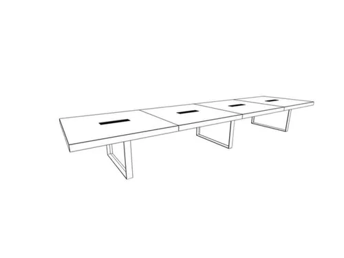 vergadertafel,HxBxD 730x5600x1400mm,hoekig,sledeframe wit