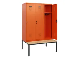 locker met bank,HxBxD 1950x1200x815mm,3vak,vak B 400mm,draaigrendel