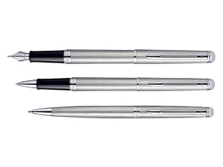 Rollerpen Waterman Hémisphère Stainless Steel CT Fijn Zwarte inkt - 2
