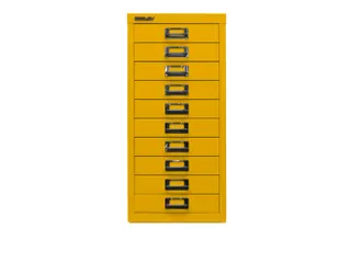 kantoor-ladekast HxBxD 590x279x380mm 10 laden romp + front geel staal - 1