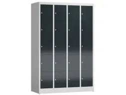 Lockerkast 1800x1185x500mm 4x5 vakken cilinderslot, sokkel, RAL7016