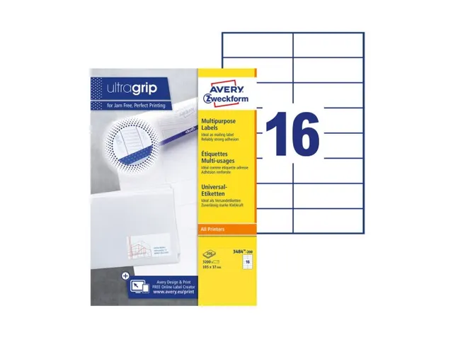 Etiquette Avery Zweckform 3484 105x37mm blanc 3200 pièces