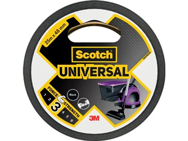 ducttape Universal, ft 48 mm x 25 m, zwart
