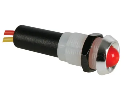 Led Lamp 12V Rood Knipperend - Chromen Behuizing