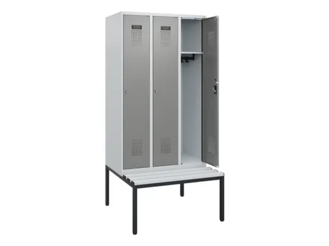 locker met bank,HxBxD 1950x900x815mm,3vak,vak B 300mm,cilinderslot