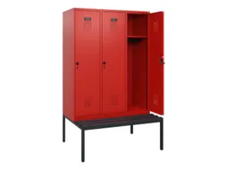 locker met bank,HxBxD 1950x1200x815mm,3vak,vak B 400mm,draaigrendel