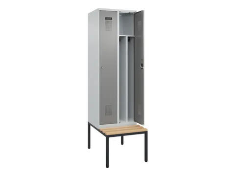 locker met bank,voor scheiding van kleding,HxBxD 2120x600x815mm,2vak