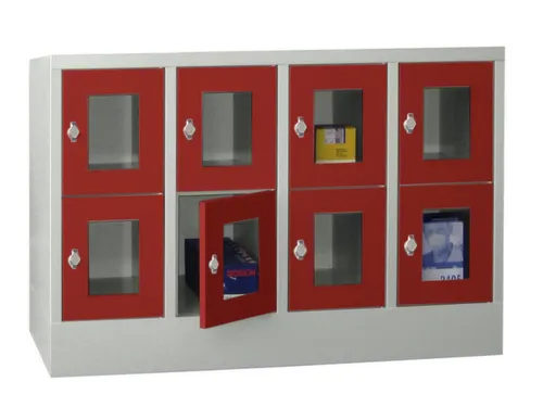 lockerkast,HxBxD 855x1200x500mm,4x2vakken,RAL7035,front RAL3000