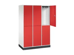 Dubbeldekse garderobekast,HxBxD 1950x1220x600mm,3x2vak.,vak B 360mm