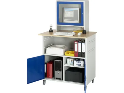 pc-kast,HxBxD 1860x1100x800mm,monitorvak,stopcontactdoos,4zwenkwielen