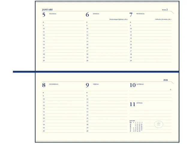 Agenda 2026 Ryam Memoplan 7 Nappa 7dagen/2pagina's landscape assorti