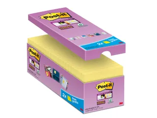 Memoblok 3M Post-it 654 Super Sticky 76x76mm geel 14+2 gratis - 1