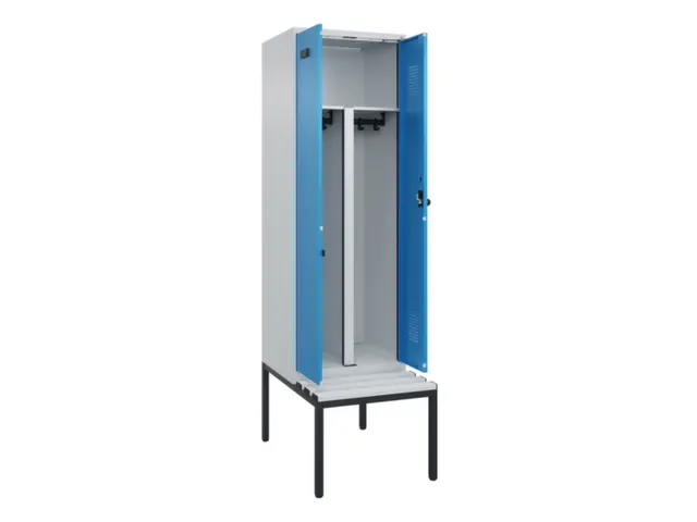 PBM-locker met bank,HxBxD 2120x600x815mm,2vak,vak B 300mm,draaigrendel