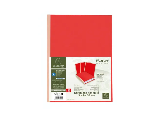 25 mappen met linnen rug FOREVER 320g/m2 24x32cm Rood