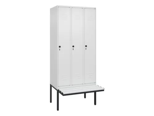 locker met bank,HxBxD 2120x900x815mm,3vak,vak B 300mm,draaigrendel