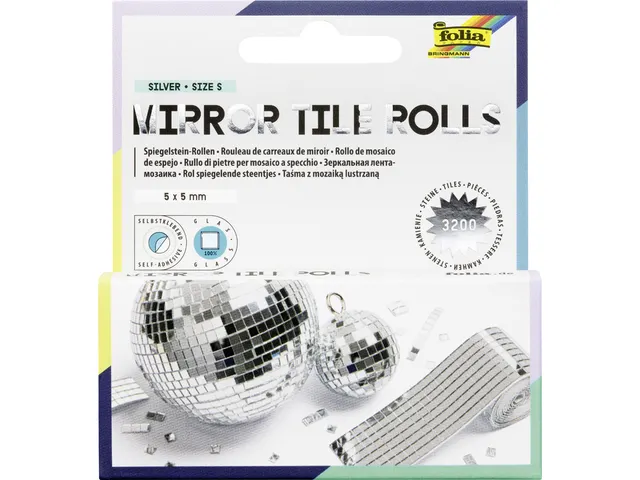 Mozaieksteentjes Folia zilver zelfklevend 5x5mm