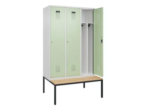 locker met bank,voor scheiding van kleding,HxBxD 2120x1200x815mm,3vak