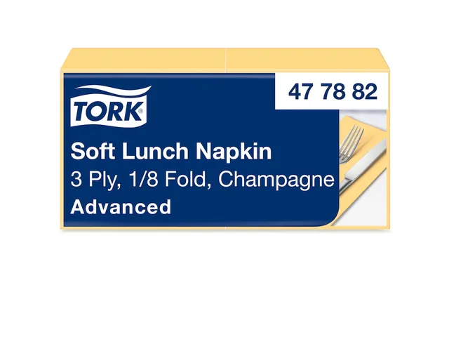 Tork 477882 Soft Lunchservet Advanced Champagne 33x33cm 1/8 vouw