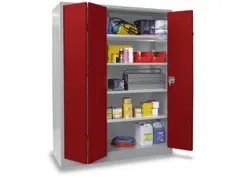 Vouwdeurkast 1950x1200x500mm 4legborden Verzinkt Ral7035 Front Ral3000