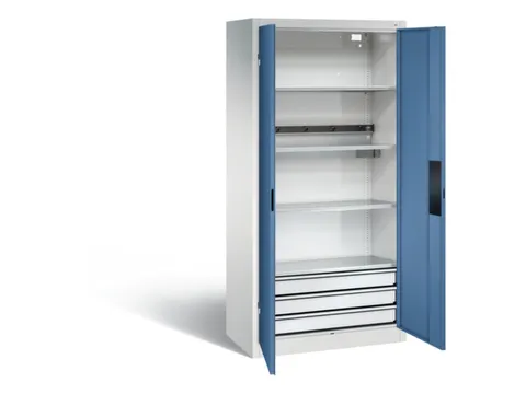 acculaadkast 1950x930x500mm 5stekkerdozen 230V cil.-slot front RAL5023