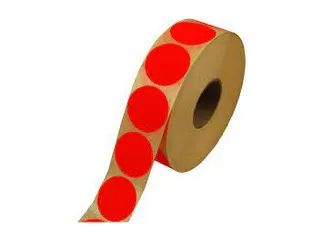 Stickers Etiket Permanent 35mm fluor rood, rol 2000 stuks - 1