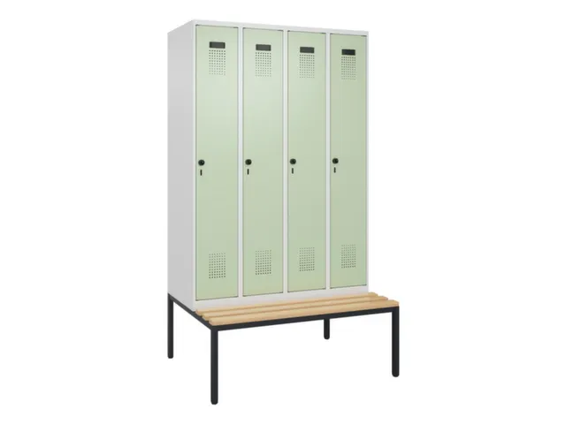 locker met bank,voor scheiding van kleding,HxBxD 2120x1200x815mm,4vak