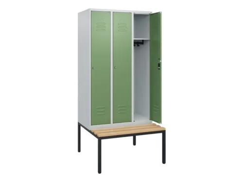 locker met bank,HxBxD 1950x900x815mm,3vak,vak B 300mm,cil.-slot