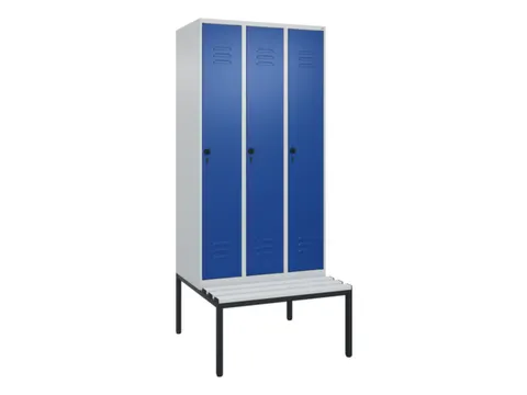 locker met bank,HxBxD 2120x900x815mm,3vak,vak B 300mm,draaigrendel