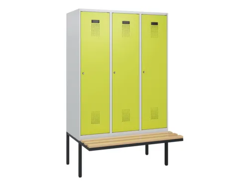 locker met bank,HxBxD 1950x1200x815mm,3vak,vak B 400mm,cilinderslot