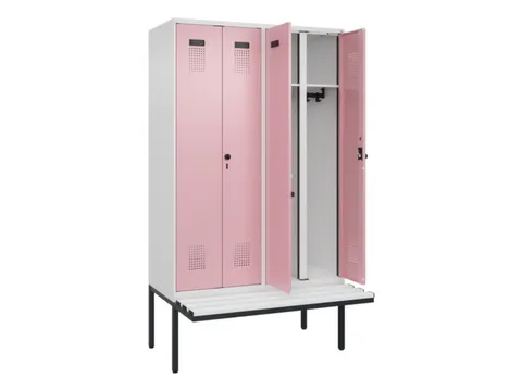 locker met bank,voor scheiding van kleding,HxBxD 2120x1200x815mm,4vak