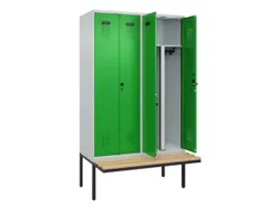 PBM-locker met bank,HxBxD 2120x1200x815mm,4vak,vak B 300mm