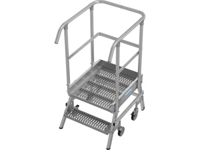 bordestrap,verrijdbaar,bordes H 0,5m,2treden m. R13-laag,aluminium