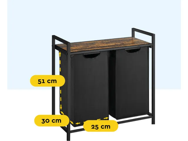 BRASQ Wasmand 2 vakken Zwart LB200