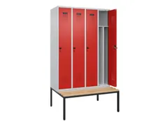 locker met bank,voor scheiding van kleding,HxBxD 2120x1200x815mm,4vak
