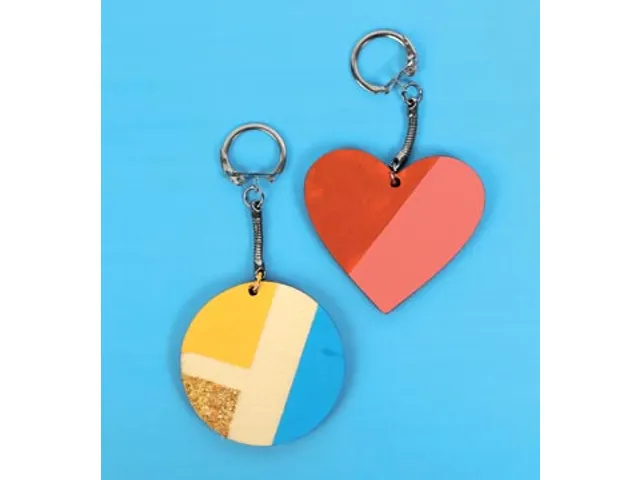 Sleutelhanger hout vormen 10 stuks