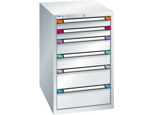 ladekast,HxBxD 1000x605x695mm,6lade(n),cil.-slot,RAL7035,front RAL7035