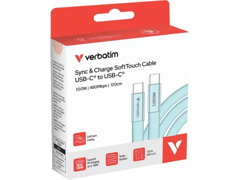 30276 VERBATIM Softtouch Kabel USB-C USB-C 1,20m 100 W blauw 480Mbit/s