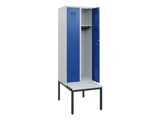 locker met bank,HxBxD 1950x600x815mm,2vak,vak B 300mm,cilinderslot