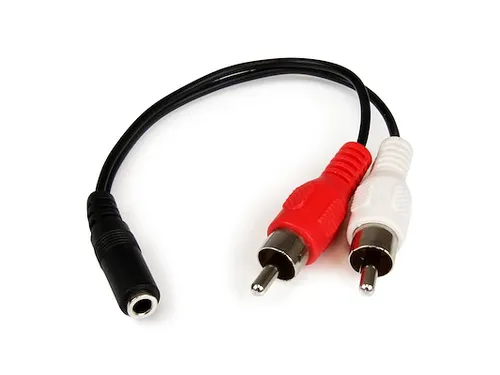 15cm stereo/audiokabel 3,5 mm vrouwelijk naar 2x RCA mannelijk