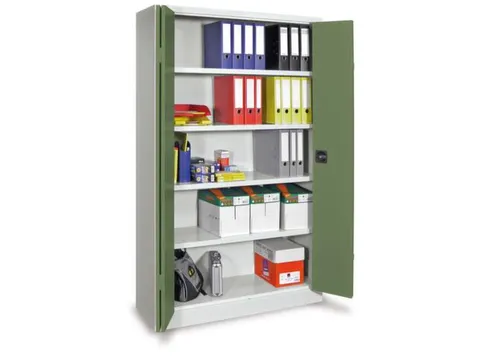 Ruime Vouwdeurkast 1950x1200x500mm 4legborden Ral7035 Front Ral6011