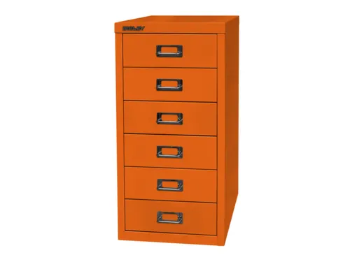 kantoor-ladekast HxBxD 590x279x380mm 6 laden romp + front oranje staal