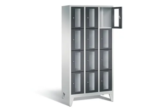 Lockerkast 1850x900x500mm 3x4 vakken Cilinderslot Poten, RAL7021