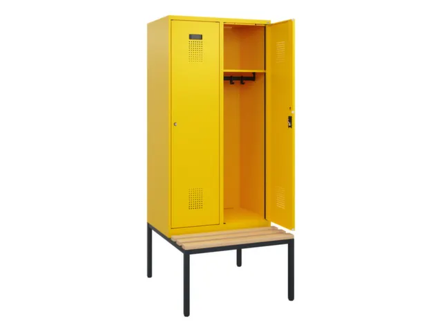 locker met bank,HxBxD 1950x800x815mm,2vak,vak B 400mm,cilinderslot