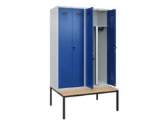 PBM-locker met bank,HxBxD 2120x1200x815mm,4vak,vak B 300mm
