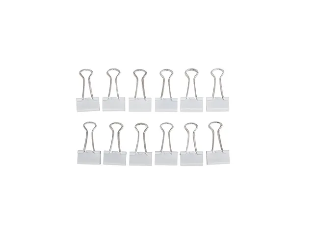 Papierklem Foldback mauly 214 Wit 19mm 12 Stuks